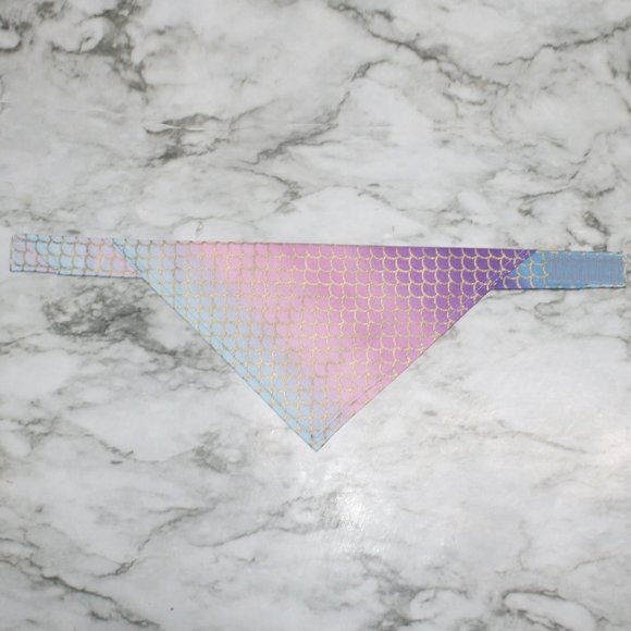 HAND CRAFTED Bandana Pastel Mermaid Scales Print Dog Pet Scarf Accessory - Picture 4 of 11